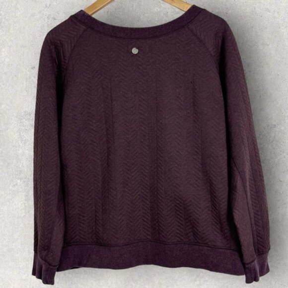Prana Purple Silverspring Crewneck Pullover Sweater Plum Size Large Quilted Top - Picture 5 of 10